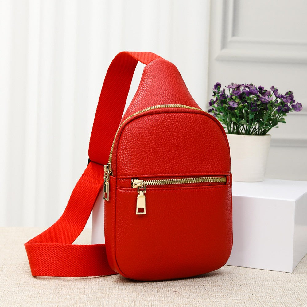 Leather Sling Bag - Red