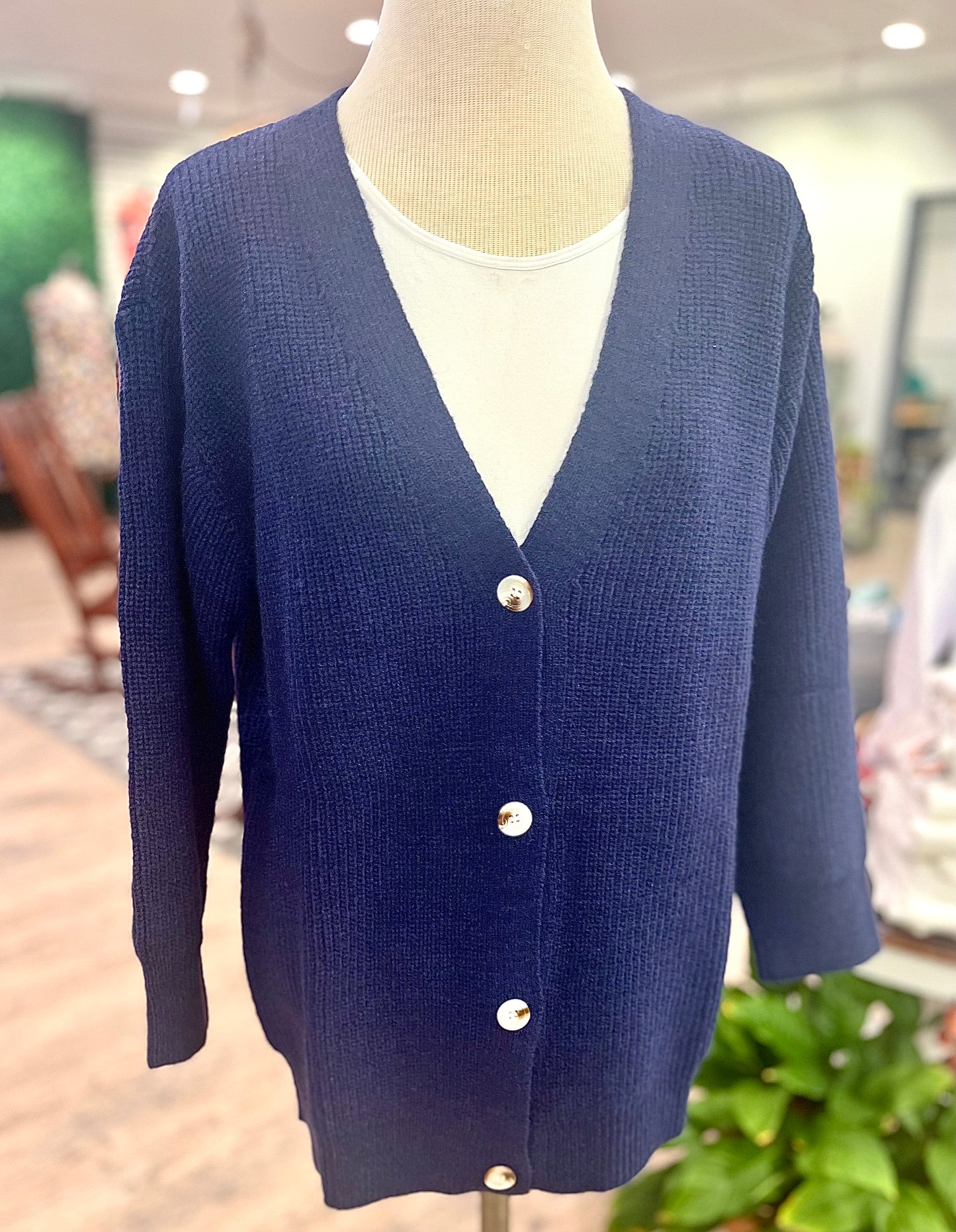 Navy Cardigan Button Up