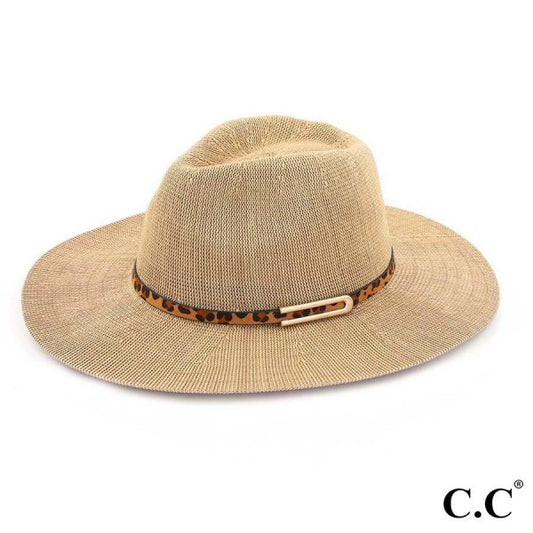 Panama Hat with Leopard Trim