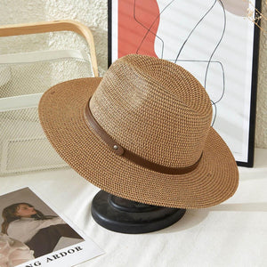Panama Hat with Leather Trim