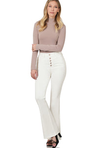 White High Rise Button-Up Jeans